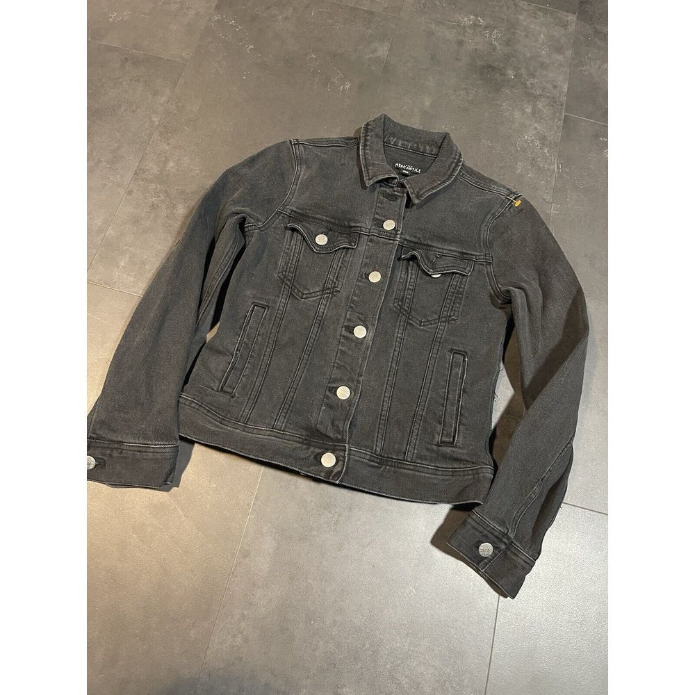 J Crew Mercantile Women's Size XXS Black Denim Jacket in Distressed Wash S-306